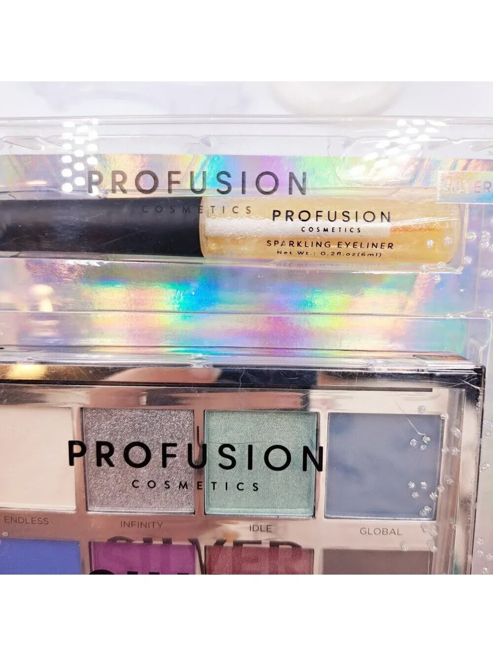 Profusion Silver Glitters Chrome 13 Eyeshadow Palette Holiday Make Up Face Kit